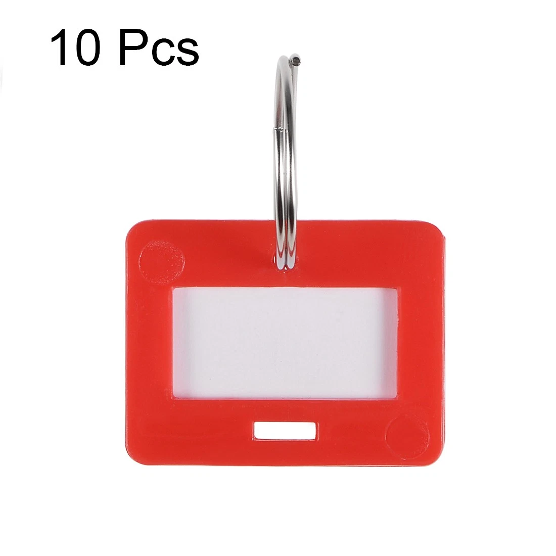 Plastic Key Tags with Split Ring Keychain ID Label Window 28x22mm, Red 10Pcs