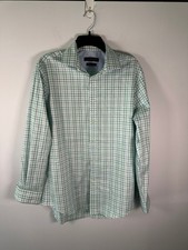 Tommy Hilfiger Dress Shirt Mens M Green Blue Check Long Sleeve THFlex Stretch