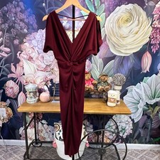 Sugar + Lips Medium Dress Ruched Bodycon Ribbed Blend V-Neck Dolman Sleeve AS IS