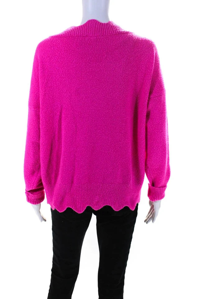 Suéter para mujer Ee Some festoneado cuello en V rosa talla S/M Foto 3 de 4