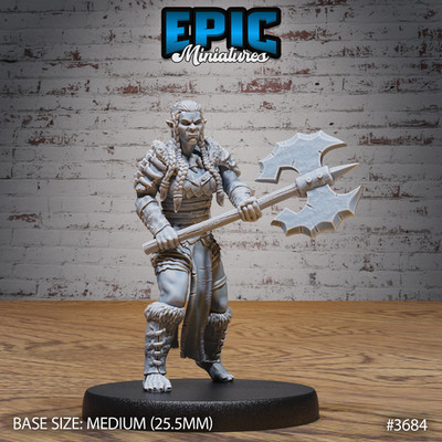 D&D Miniature - Half-Orc Female Axe - 3D Model Print DnD RPG Figur Druck