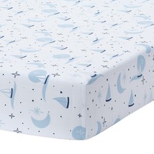 Lambs Ivy Little Skipper Cotton Nautical Sailboat Fitted Crib/Toddler Sheet
