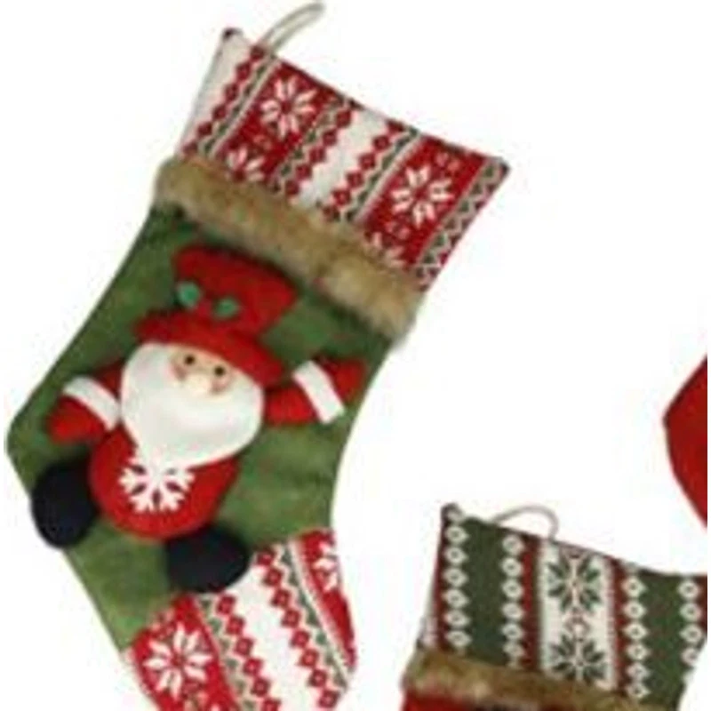 Calza Natalizia da Appendere BRANDANI Babbo Natale Pupazzo Pan di Zenzero 46 cm, fotografia 6 di 9
