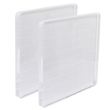 Acrylic Stamp Blocks 2 Pack 4"x4" Square Clear Blocks with Grid Lines