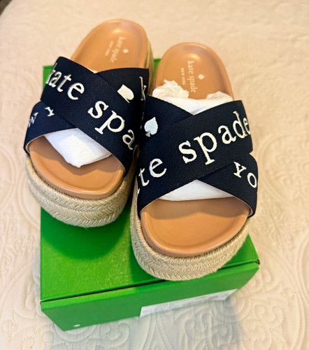 Kate Spade New York Women’s Black Logo Platform Slide Sandal Slip On 6.5