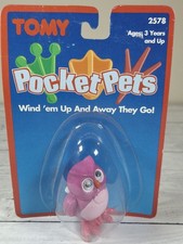 Vintage 1994 Tomy Pocket Pets Wind Up Brown Owl Googly Eyes Toy New In Box