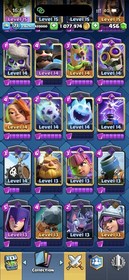 CR/LVL 71(57Card Lvl 16-15-14) 11k Trophy/121 Emote/14Tower Skin/20 Evoes/Cheap