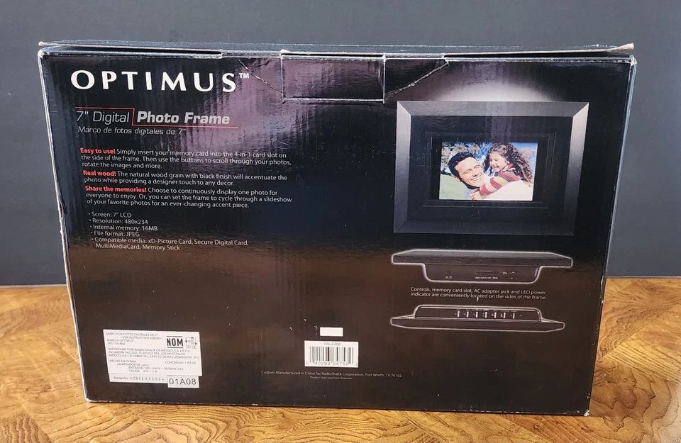 NIB Optimus 7" Digital Photo Frame with Stylish Black Frame New In Box - Image 2 of 4