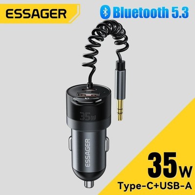 Essager 5.3 Bluetooth USB Auto Ladegerät 3,5mm AUX Adapter PD 35W Laden mit Mikrofon