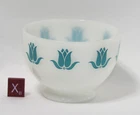 Vintage SEALTEST Fire King Milk Glass Teal/Blue Cottage Cheese Bowl - X