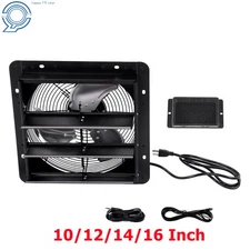 10/12/14/16 Inch Shutter Exhaust Fan Wall Mount For Sheds Attics Workshops Black