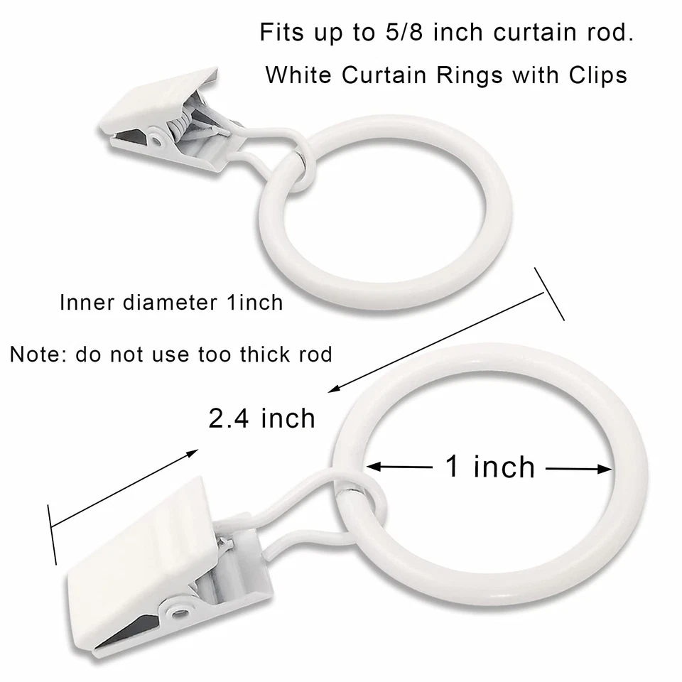 Paquete de 44 anillos de cortina de metal con clips, clips para cortinas con anillos, anillo para cortinas... Foto 2 de 4