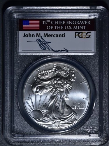 2014 $1 AMERICAN SILVER EAGLE UNCIRCULATED FS Mercanti 1 oz .999 PCGS MS70 A6589