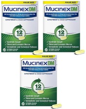 Pack 3 Mucinex DM 12-Hour Expectorant & Cough Suppressant Tablet, 68 Count 09/25