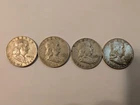 LOT OF 4 1960, 1961 & (2) 1962d Ben Franklin Half Dollar 90% Silver Coin