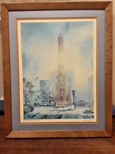 Tom Lynch Framed & Dbl. Matted Litho. Print The Magnificent Mile Chicago Signed