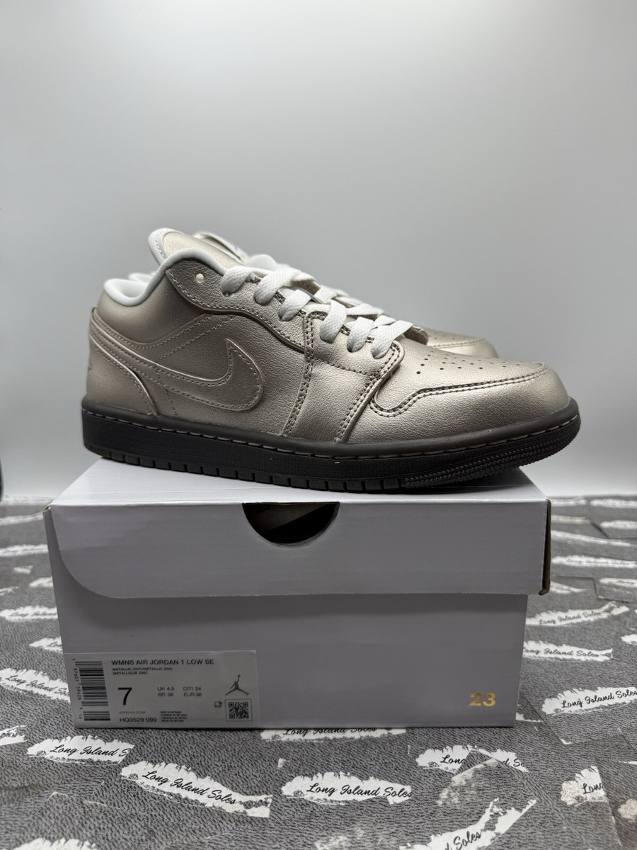 WOMENS AIR JORDAN 1 LOW SE METALLIC ZINC-SUMMIT WHITE HQ3529