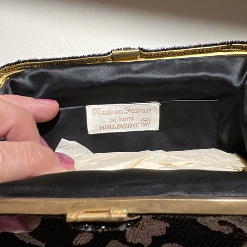 Bolso de Noche de Colección con Cuentas de Semillas Hecho a Mano en Francia EB282) - Imagen 2 de 7