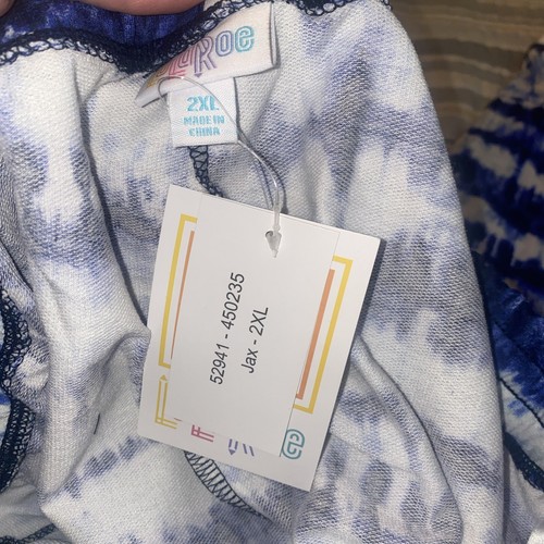 NEW Lularoe Jax Joggers NWT Blue White Tie Dye 2XL XXL HTF - Picture 3 of 5