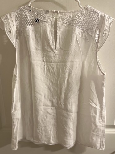 White House Black Market White Sleeveless Blouse Top Shirt Size XS Lined Cutouts - Picture 4 of 4