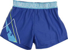 Under Armour Kids Purple Blue Elastic Waist UA Logo Athletic Running Shorts Sz 5