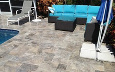 Terrassenplatten Travertin Silver, Getrommelt, Mediteran, Muster zum Aussuchen