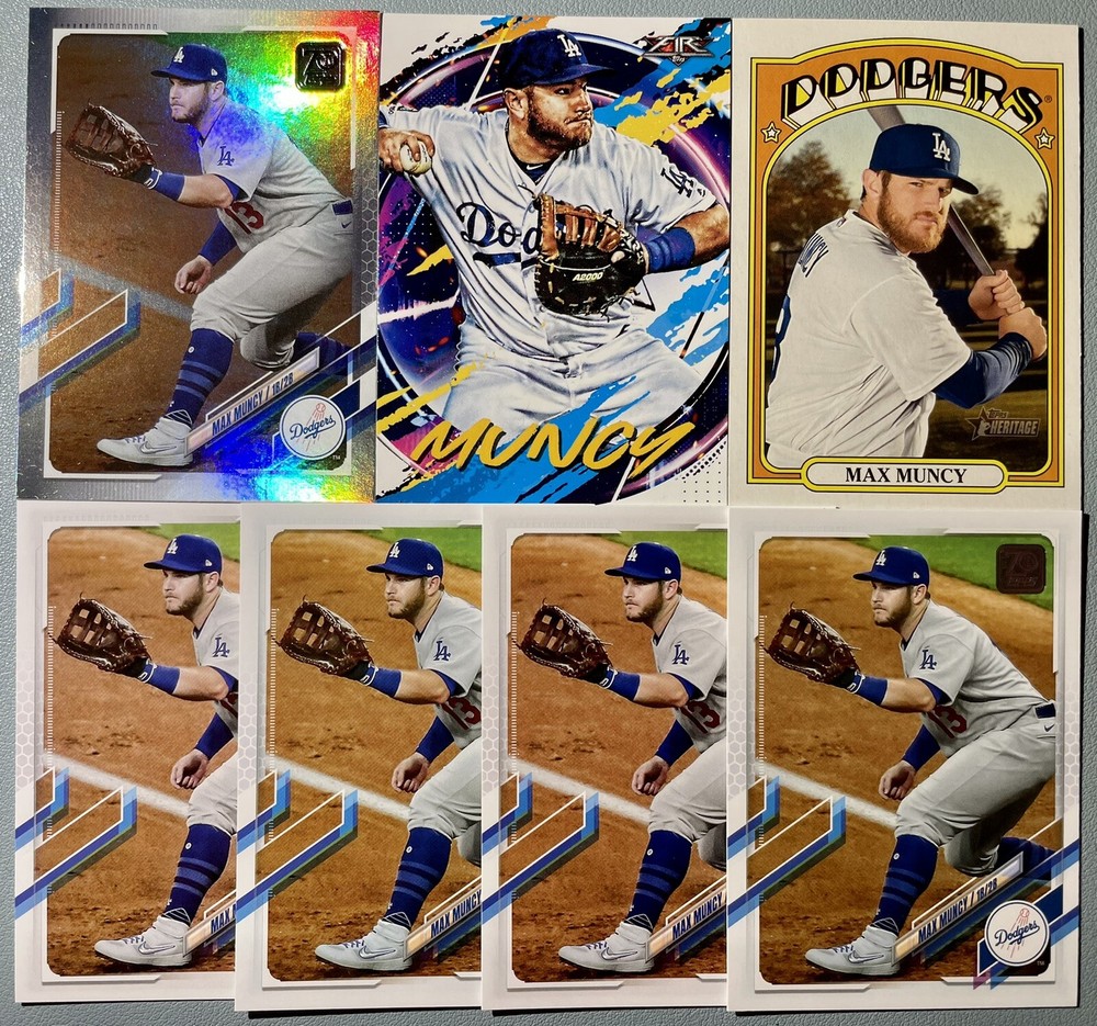 Max Muncy - (7) Topps Baseball Card Lot - Los Angeles Dodgers - w/ Rainbow Foil