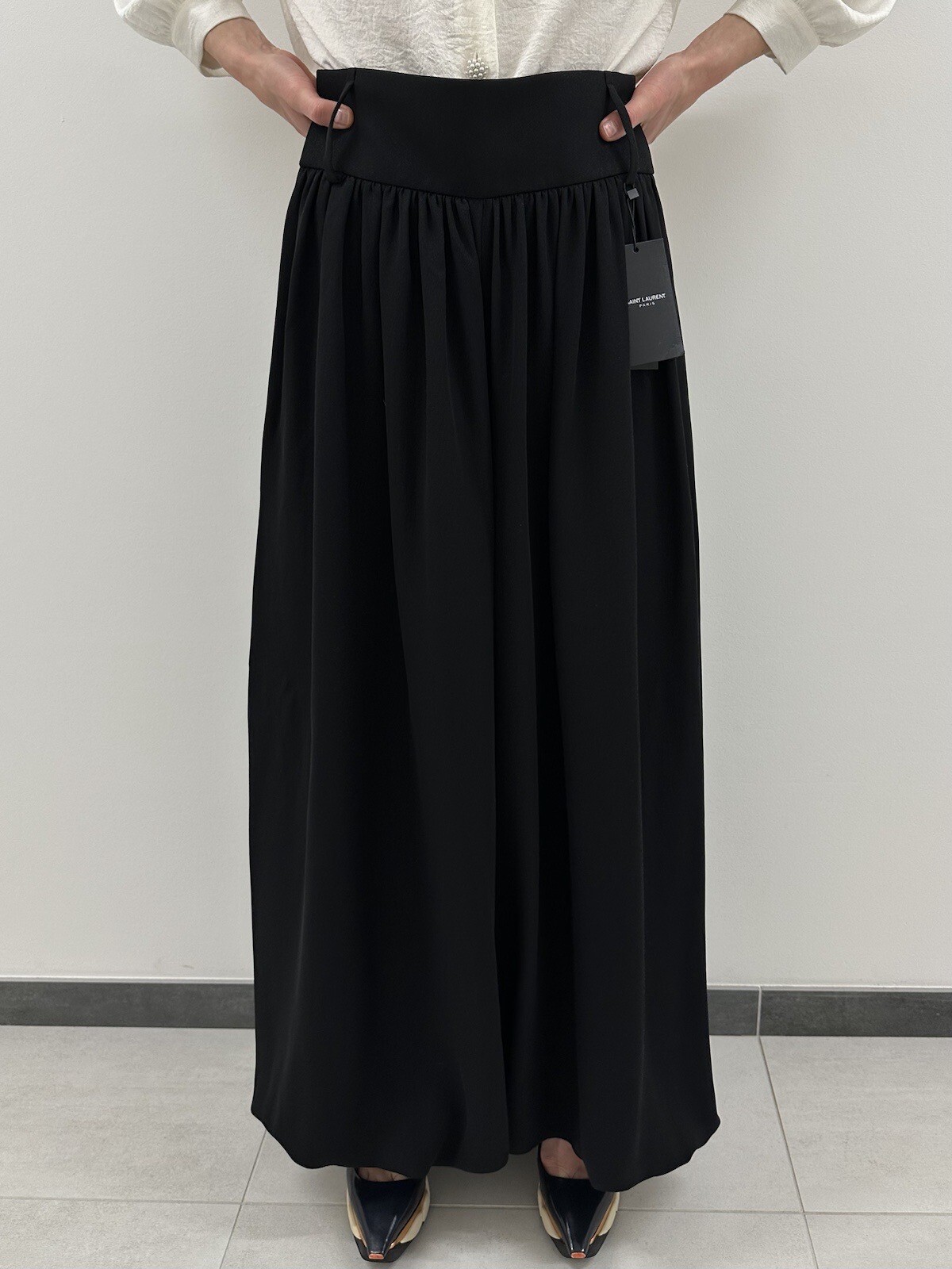 SAINT LAURENT YSL YVES SAINT LAURENT PANTALONI IN SETA GAMBA LARGA UOMO NUOVI