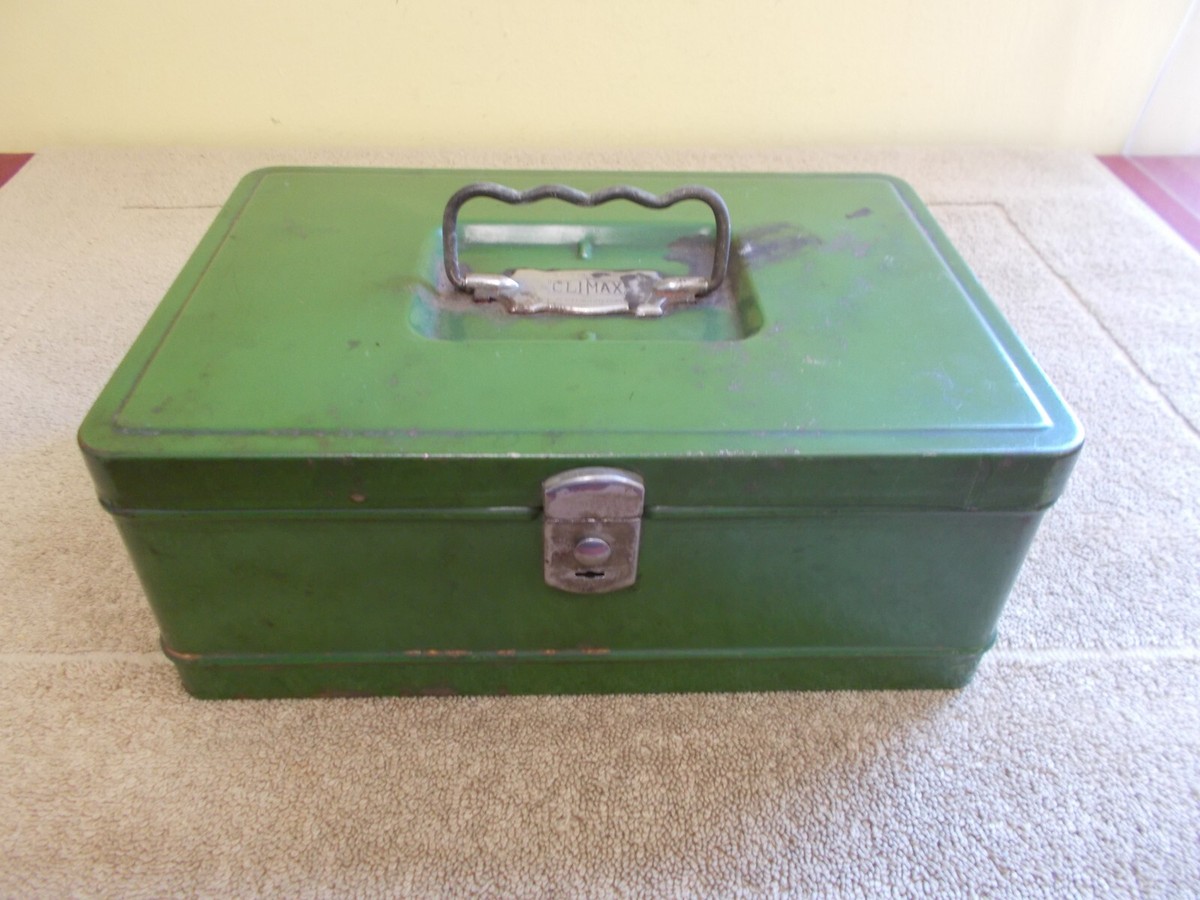 VINTAGE METAL CLIMAX MONEY CASH BOX SAFE STORAGE ~~ NO KEY ~~ | eBay