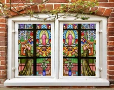 3D Vase Baby 1817NAO Window Film Print Sticker Cling Stained Glass UV Block Fa