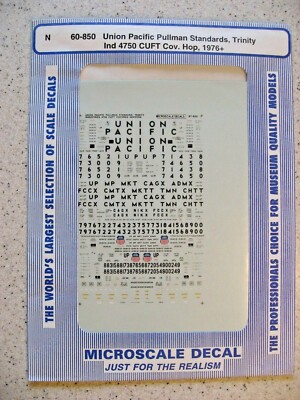 Microscale Decal N 60-850 Union Pacific Pullman Standards, Trinity Ind CUFT Cov
