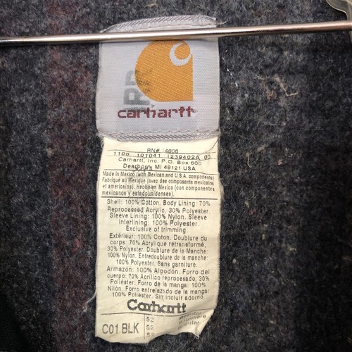 Carhartt Canvas Chore Jacket Blanket Lined Blk CO1 Sz 52 Reg Distressed Irreg - Picture 4 of 16