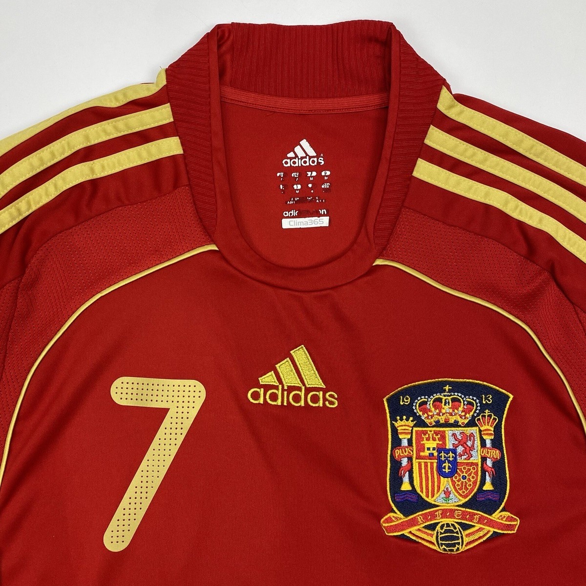 David Villa #7 Spain 2008 2009 Home Football Shirt Soccer