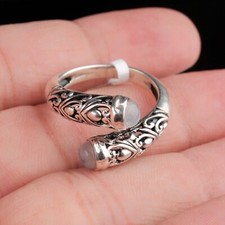 925 Sterling Silver Natural Moonstone Bypass Ring Handmade Jewelry Gift For Wife