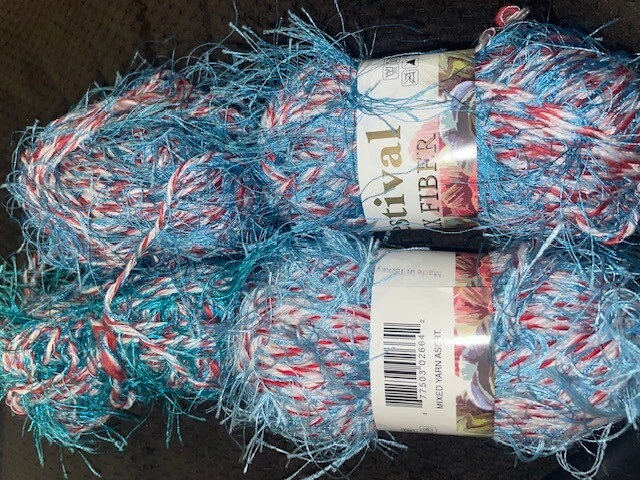 Fiesta Mix Fiber Eyelash Yarn Lots 50g Made in Turkey  - Image 3 of 4