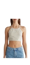 Rag & Bone NWT Natural Stripe Zoe Halter Crop Top Medium