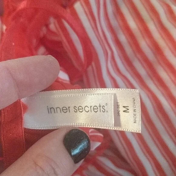 Lingerie listra vermelha branca Inner Secrets - Imagem 4 de 4
