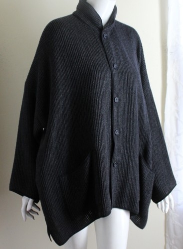 Eskandar Sz 1 IMPERIAL CRINKLE 32" Long Gorgeous Flowing Jacket Coat Blazer GRAY - 第 3/9 張圖片