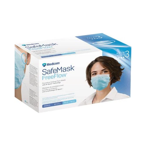 Medicom 200515 SafeMask FreeFlow Earloop Face Masks ASTM Level 3 Blue 50/Bx
Opens in a new window or