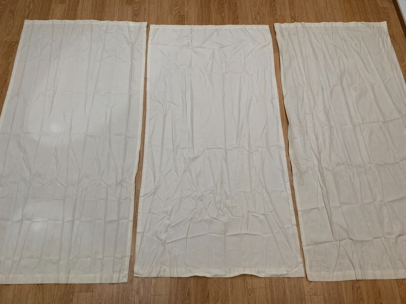 Martha Drapes Curtains Set of 3 Heavy Beige 80" x 40" Panels