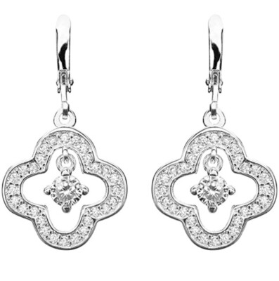 Ashlynn Avenue - Maisie Silver Blossom, Silver-Plated, 1.1 Ctw Drop Earrings