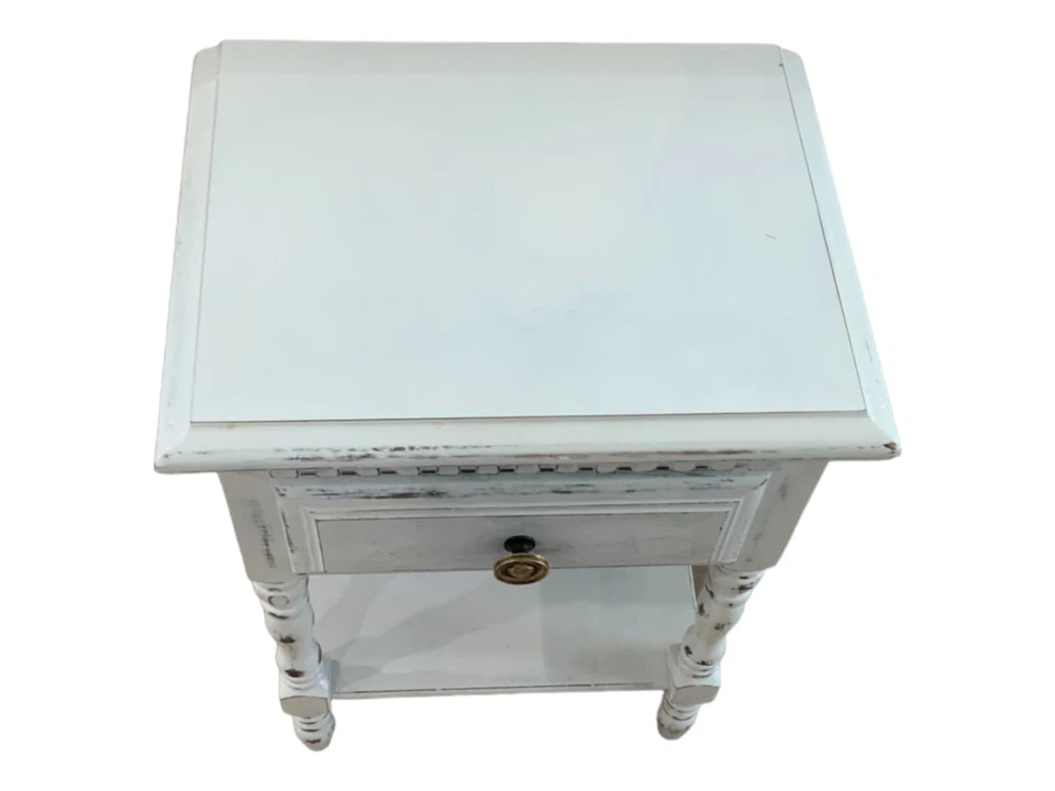 Shabby Chic end table Solid wood single drawer - Image 3 of 4