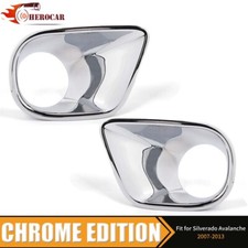 2pcs Chrome Fog Light Guard Covers For Chevy Avalanche Tahoe 2007-2013 Exterior