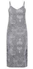 Pretty Little Thing Black Leopard Print Jersey Split Cami Midi Dress Size 8