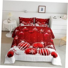 Teens Christmas Comforter Set Size,Red Christmas Snowflake Queen Christmas 15