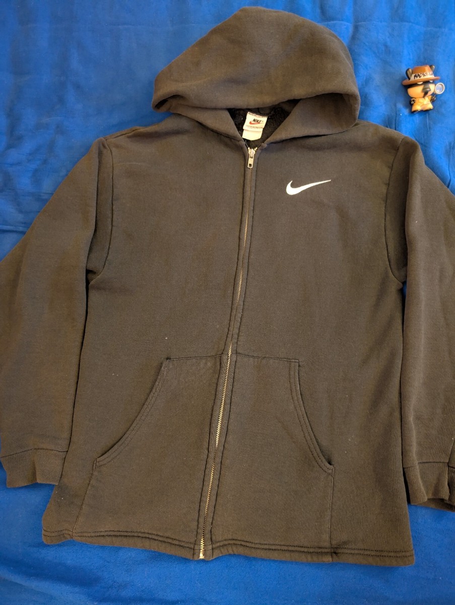 Vntg 90s Nikes Hoodie Big Swoosh Back Hit Youth Size XL Men's M