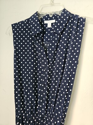 charter club polka dot dress Charter Club Womens 12 Blue Polka Dot Sleeveless Knee Length Dress