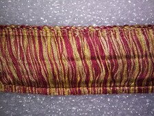 6 yards BRUSH FRINGE 2" - WINE RED/GOLD- Upholstery Drapery Pillow Fabric Trim