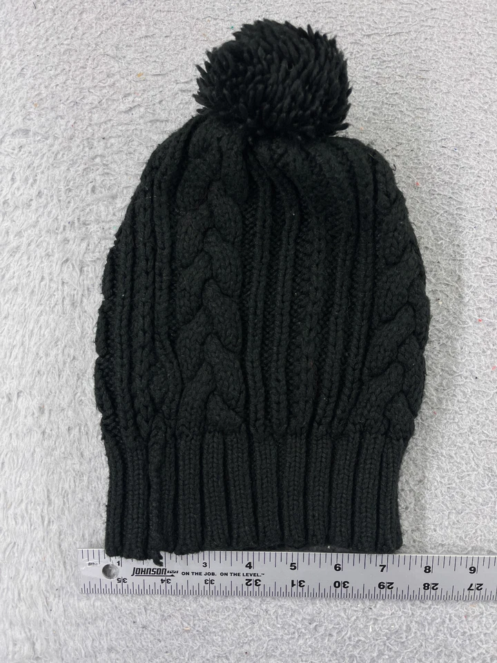 Gorro Merona Toque Mujer Talla Única Negro Tejido con Cable 100% Acrílico Nieve Esquí Pom Foto 3 de 4