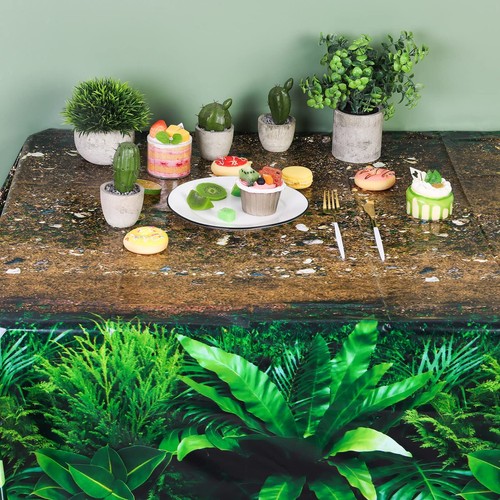 durony 2 Pieces Forest Path Tablecloth Safari Jungle Table Cover Waterproof P... - Picture 5 of 7